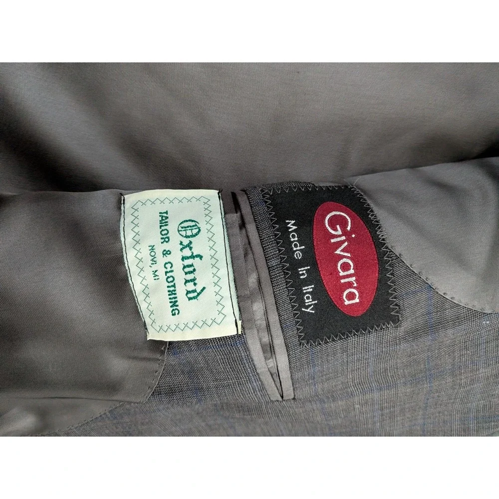 Givara‎ Italy Super 150s Wool Suit 2pc, Gray, 44 Jacket, 35 Pants, 28